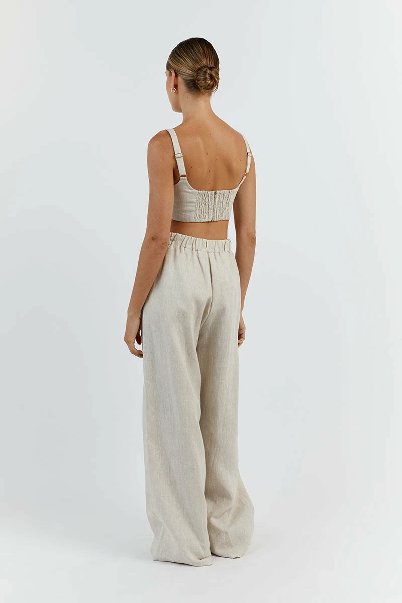 DISSH GINA NATURAL LINEN WAIST PANT 4 DISSH GINA NATURAL LINEN WAIST PANT - Image 4