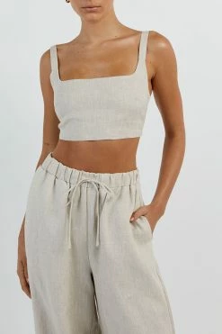 DISSH GINA NATURAL LINEN WAIST PANT 9 DISSH GINA NATURAL LINEN WAIST PANT -DISSH all-clothing Shop DFS10134NAT.150 14