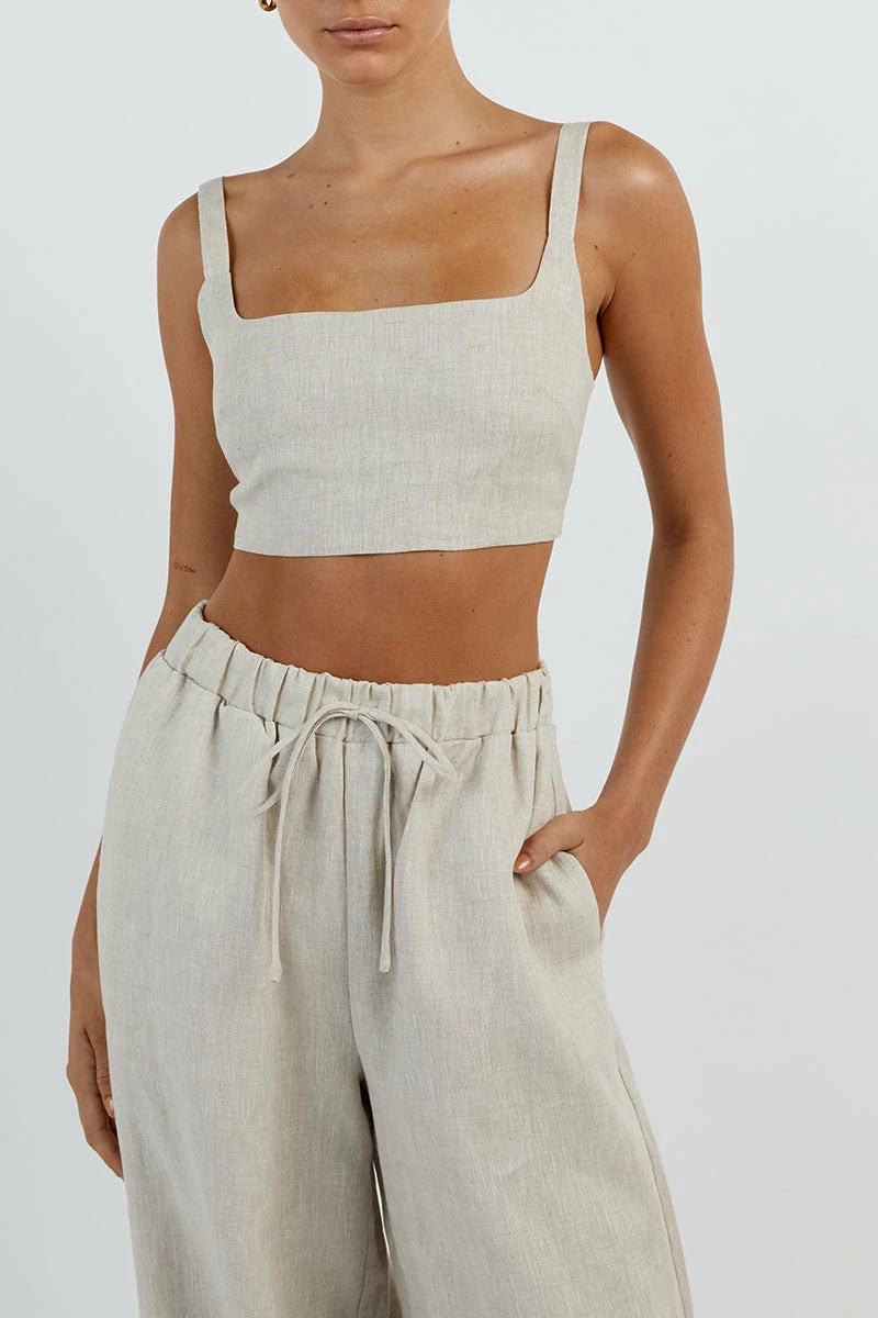 DISSH GINA NATURAL LINEN WAIST PANT 5 DISSH GINA NATURAL LINEN WAIST PANT - Image 5