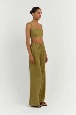DISSH GINA OLIVE LINEN ELASTIC WAIST PANT 7 DISSH GINA OLIVE LINEN ELASTIC WAIST PANT -DISSH all-clothing Shop DFS10134OLI.545 12