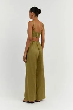 DISSH GINA OLIVE LINEN ELASTIC WAIST PANT 8 DISSH GINA OLIVE LINEN ELASTIC WAIST PANT -DISSH all-clothing Shop DFS10134OLI.545 13