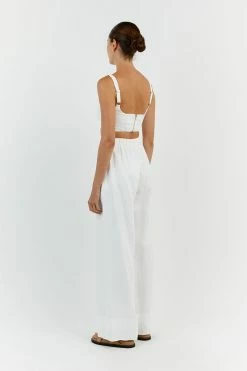 DISSH GINA WHITE LINEN ELASTIC WAIST PANT 9 DISSH GINA WHITE LINEN ELASTIC WAIST PANT -DISSH all-clothing Shop DFS10134WE.100 13