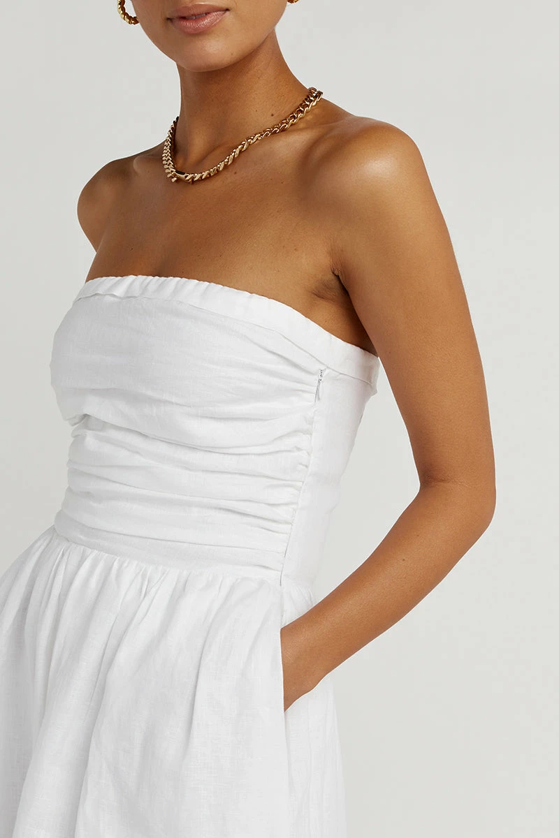 DISSH LEXI WHITE LINEN MIDI DRESS 5 DISSH LEXI WHITE LINEN MIDI DRESS - Image 5