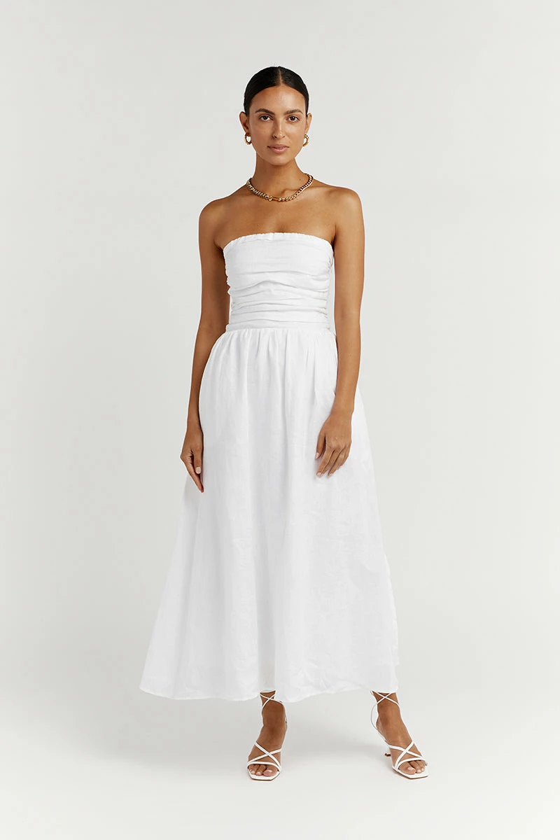 DISSH LEXI WHITE LINEN MIDI DRESS 2 DISSH LEXI WHITE LINEN MIDI DRESS - Image 2