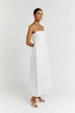 DISSH LEXI WHITE LINEN MIDI DRESS 7 DISSH LEXI WHITE LINEN MIDI DRESS -DISSH all-clothing Shop DFS11104WE.100 4