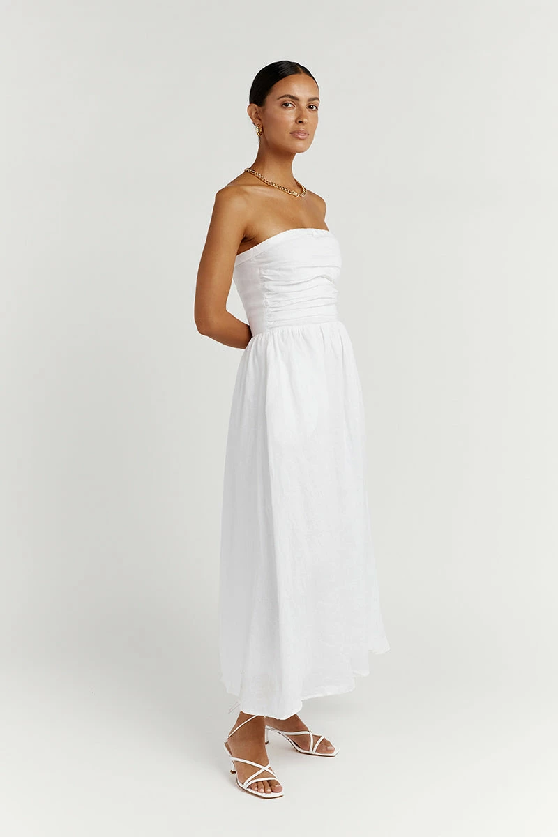 DISSH LEXI WHITE LINEN MIDI DRESS 3 DISSH LEXI WHITE LINEN MIDI DRESS - Image 3