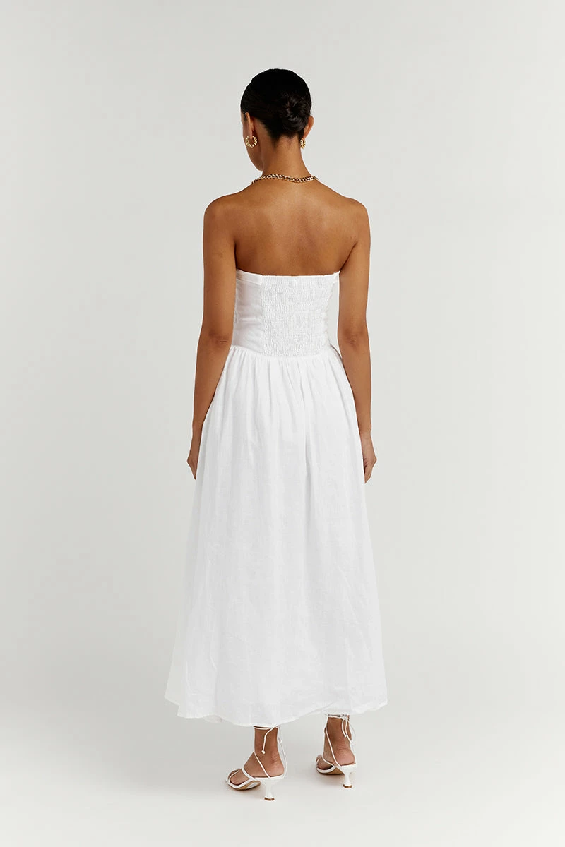DISSH LEXI WHITE LINEN MIDI DRESS 4 DISSH LEXI WHITE LINEN MIDI DRESS - Image 4