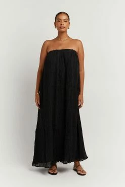 DISSH NICOL BLACK STRAPLESS MIDI DRESS