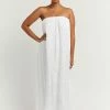 DISSH NICOL WHITE STRAPLESS MIDI DRESS