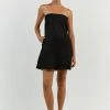 DISSH DAPHNE BLACK LINEN MINI DRESS