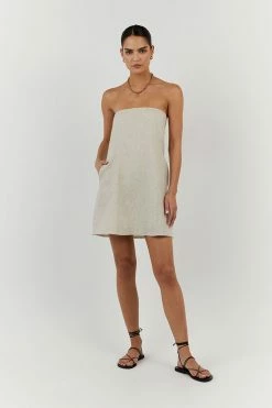 DISSH DAPHNE NATURAL LINEN MINI DRESS