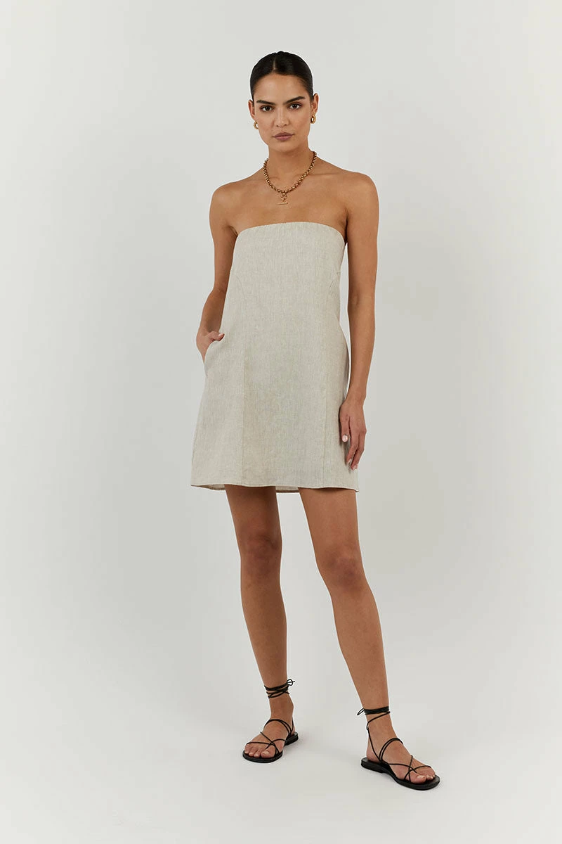 DISSH DAPHNE NATURAL LINEN MINI DRESS 1 DISSH DAPHNE NATURAL LINEN MINI DRESS