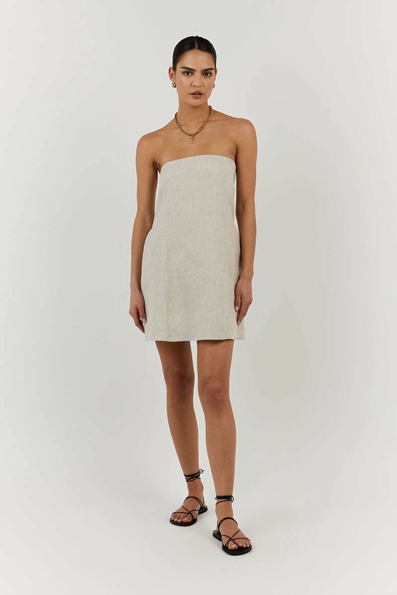DISSH DAPHNE NATURAL LINEN MINI DRESS 2 DISSH DAPHNE NATURAL LINEN MINI DRESS - Image 2