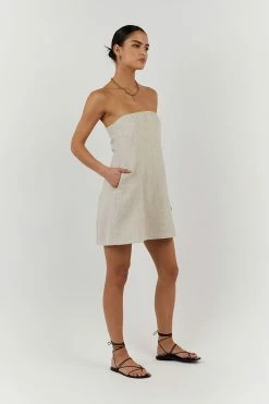 DISSH DAPHNE NATURAL LINEN MINI DRESS 12 DISSH DAPHNE NATURAL LINEN MINI DRESS -DISSH all-clothing Shop DFS11184NAT.150 2