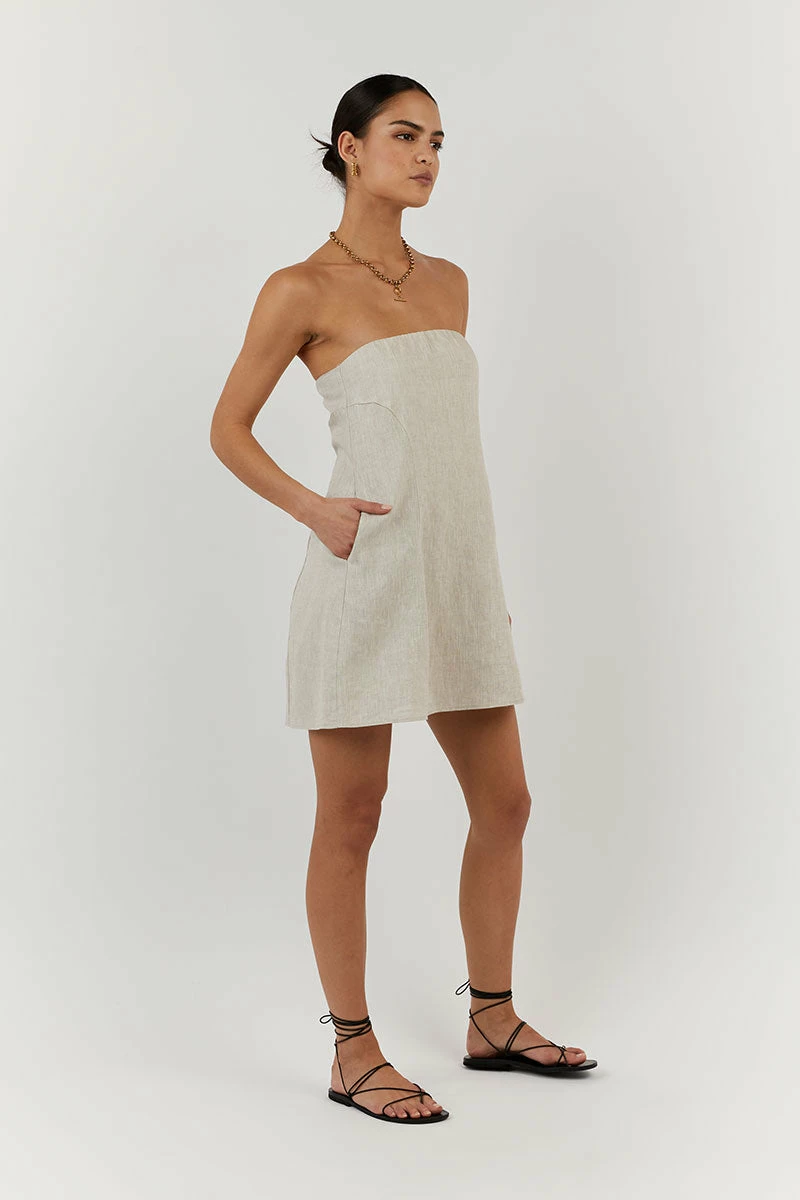DISSH DAPHNE NATURAL LINEN MINI DRESS 3 DISSH DAPHNE NATURAL LINEN MINI DRESS - Image 3