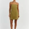 DISSH DAPHNE OLIVE LINEN MINI DRESS