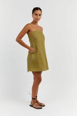 DISSH DAPHNE OLIVE LINEN MINI DRESS -DISSH all-clothing Shop DFS11184OLI.545 12 8db40d9d e7e0 4753 8b85 7b54d0b4e65b