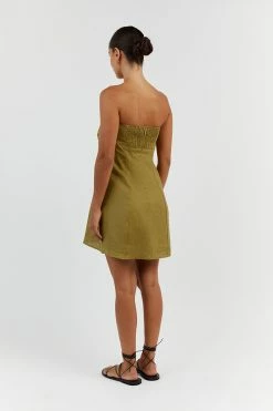 DISSH DAPHNE OLIVE LINEN MINI DRESS -DISSH all-clothing Shop DFS11184OLI.545 13 6da842e7 227d 4594 9325 1b4d652361d5