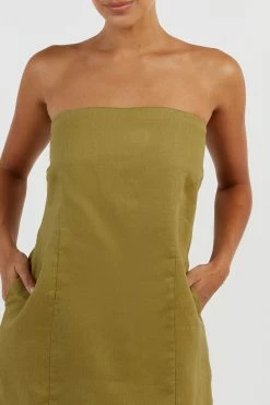 DISSH DAPHNE OLIVE LINEN MINI DRESS -DISSH all-clothing Shop DFS11184OLI.545 14 1c297591 3c45 458d 9a59 04529111cd87
