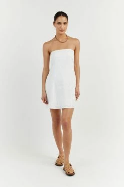 DISSH DAPHNE WHITE LINEN MINI DRESS