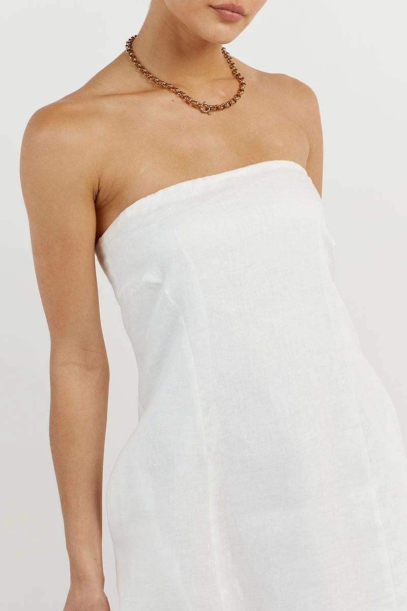 DISSH DAPHNE WHITE LINEN MINI DRESS 4 DISSH DAPHNE WHITE LINEN MINI DRESS - Image 4