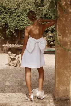 DISSH AISLE WHITE LINEN BACK BOW DRESS 14 DISSH AISLE WHITE LINEN BACK BOW DRESS -DISSH all-clothing Shop DFS11249WE.100 4