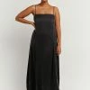 DISSH EVANS BLACK SILK SLIP MIDI DRESS