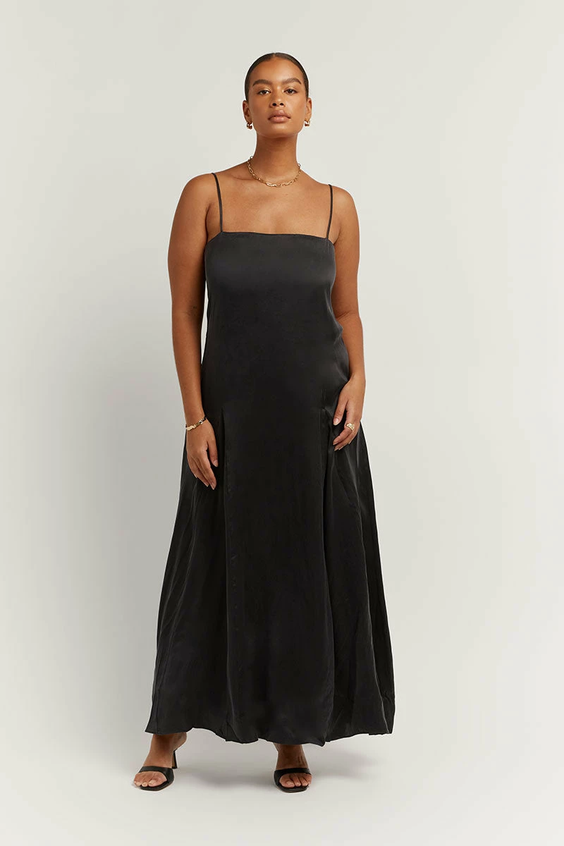 DISSH EVANS BLACK SILK SLIP MIDI DRESS 2 DISSH EVANS BLACK SILK SLIP MIDI DRESS - Image 2