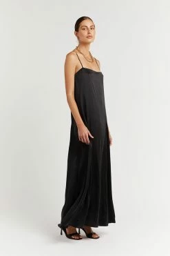 DISSH EVANS BLACK SILK SLIP MIDI DRESS 15 DISSH EVANS BLACK SILK SLIP MIDI DRESS -DISSH all-clothing Shop DFS11254BK.600 2