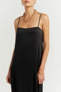 DISSH EVANS BLACK SILK SLIP MIDI DRESS 17 DISSH EVANS BLACK SILK SLIP MIDI DRESS -DISSH all-clothing Shop DFS11254BK.600 4