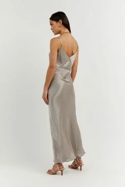 DISSH SIMONE PEWTER SATIN SLIP MIDI DRESS 9 DISSH SIMONE PEWTER SATIN SLIP MIDI DRESS -DISSH all-clothing Shop DFS11300PEW.608 3