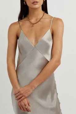 DISSH SIMONE PEWTER SATIN SLIP MIDI DRESS 11 DISSH SIMONE PEWTER SATIN SLIP MIDI DRESS -DISSH all-clothing Shop DFS11300PEW.608 4