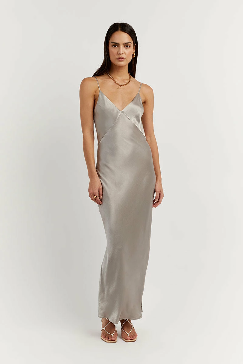 DISSH SIMONE PEWTER SATIN SLIP MIDI DRESS 5 DISSH SIMONE PEWTER SATIN SLIP MIDI DRESS - Image 5
