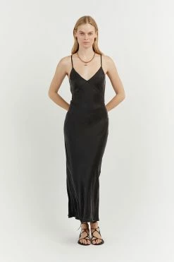 DISSH EVANS BLACK SILK PANEL SLIP DRESS -DISSH all-clothing Shop DFS11300SBK.600 1