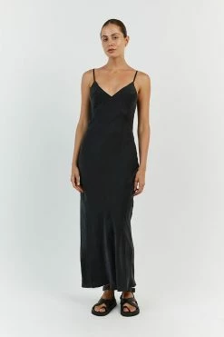 DISSH EVANS BLACK SILK PANEL SLIP DRESS -DISSH all-clothing Shop DFS11300SBK.600 11