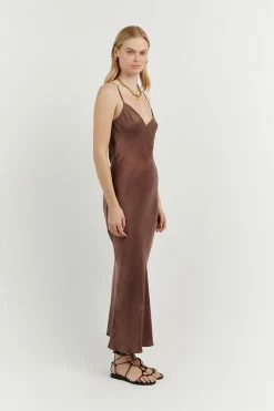 DISSH EVANS CHOC SILK PANEL SLIP DRESS 7 DISSH EVANS CHOC SILK PANEL SLIP DRESS -DISSH all-clothing Shop DFS11300SCHO.570 2