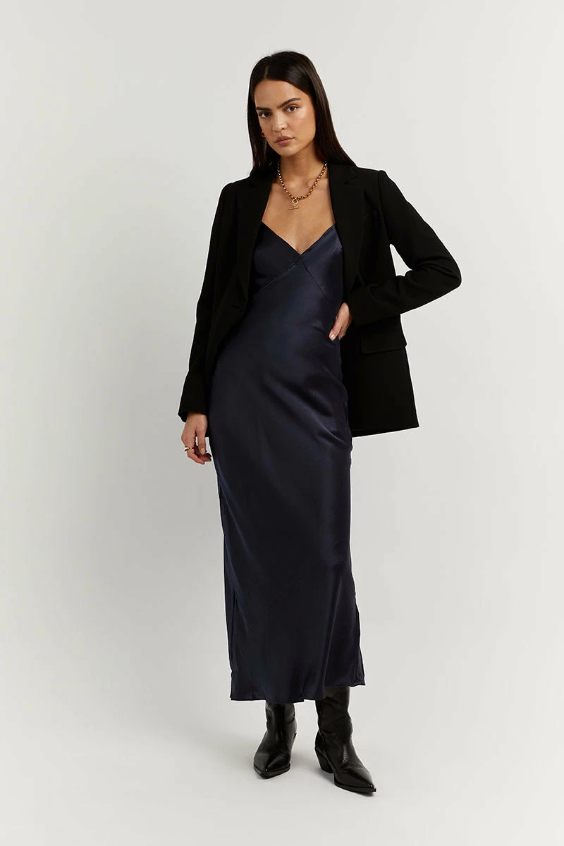 DISSH EVANS NAVY SILK PANEL SLIP DRESS 2 DISSH EVANS NAVY SILK PANEL SLIP DRESS - Image 2