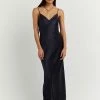 DISSH EVANS NAVY SILK PANEL SLIP DRESS