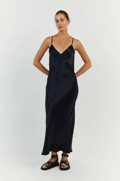 DISSH EVANS NAVY SILK PANEL SLIP DRESS 15 DISSH EVANS NAVY SILK PANEL SLIP DRESS -DISSH all-clothing Shop DFS11300SNAV.490 10