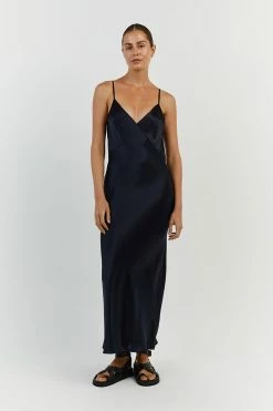DISSH EVANS NAVY SILK PANEL SLIP DRESS 16 DISSH EVANS NAVY SILK PANEL SLIP DRESS -DISSH all-clothing Shop DFS11300SNAV.490 11