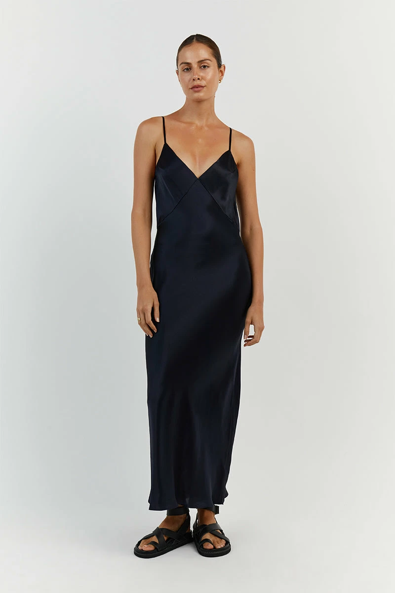 DISSH EVANS NAVY SILK PANEL SLIP DRESS 7 DISSH EVANS NAVY SILK PANEL SLIP DRESS - Image 7