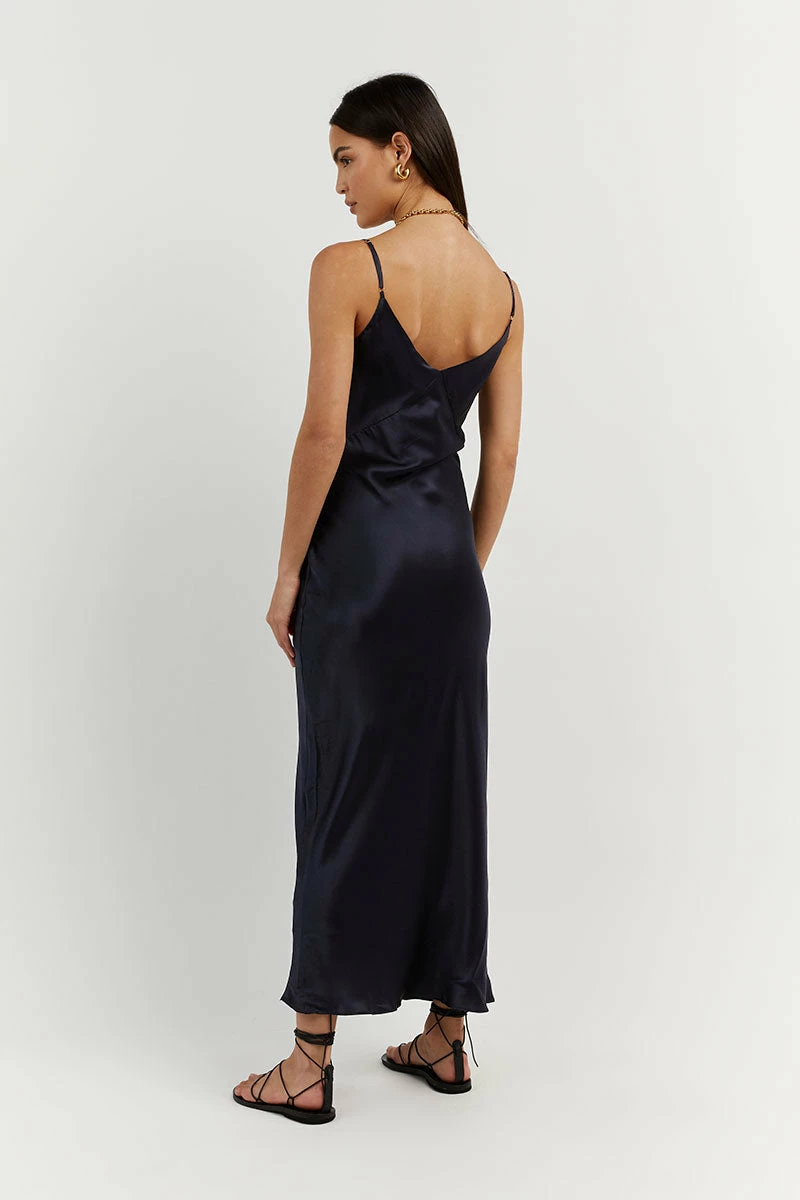 DISSH EVANS NAVY SILK PANEL SLIP DRESS 5 DISSH EVANS NAVY SILK PANEL SLIP DRESS - Image 5
