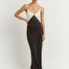 DISSH SEREN BLACK TWO TONE MIDI DRESS