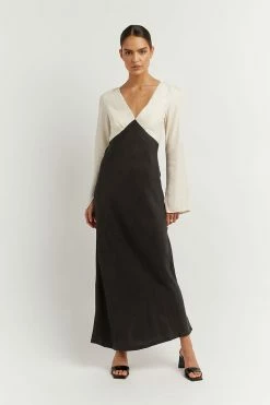 DISSH SEREN BLACK TWO TONE SLEEVED DRESS
