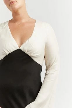 DISSH SEREN BLACK TWO TONE SLEEVED DRESS -DISSH all-clothing Shop DFS11349BK.600 14