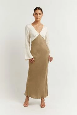DISSH SEREN GOLD TWO TONE SLEEVED DRESS
