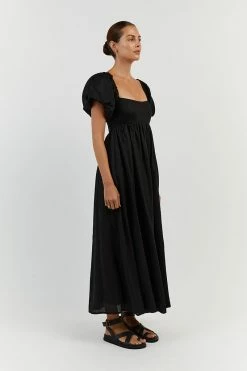DISSH MONTY BLACK LINEN MIDI DRESS 7 DISSH MONTY BLACK LINEN MIDI DRESS -DISSH all-clothing Shop DFS11353BK.600 12
