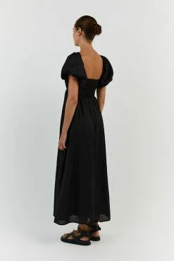 DISSH MONTY BLACK LINEN MIDI DRESS 8 DISSH MONTY BLACK LINEN MIDI DRESS -DISSH all-clothing Shop DFS11353BK.600 13