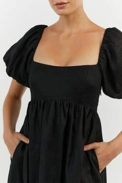 DISSH MONTY BLACK LINEN MIDI DRESS 9 DISSH MONTY BLACK LINEN MIDI DRESS -DISSH all-clothing Shop DFS11353BK.600 14