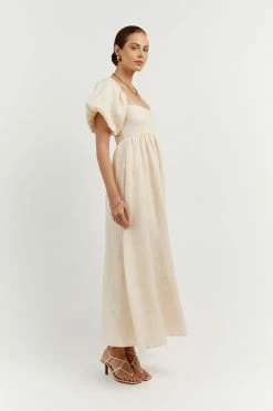 DISSH MONTY BUTTER LINEN MIDI DRESS -DISSH all-clothing Shop DFS11353BUT.195 2